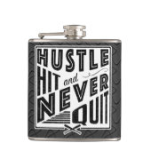 Baseball-Hustle, Hit & Niemals Hip Flask beenden Flachmann (Vorderseite)
