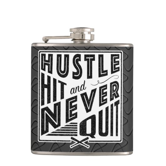 Baseball-Hustle, Hit & Niemals Hip Flask beenden Flachmann (Vorderseite)