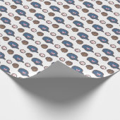 Baseball-Hut-, Handschuh- und Kugelmuster Geschenkpapier (Ecke)