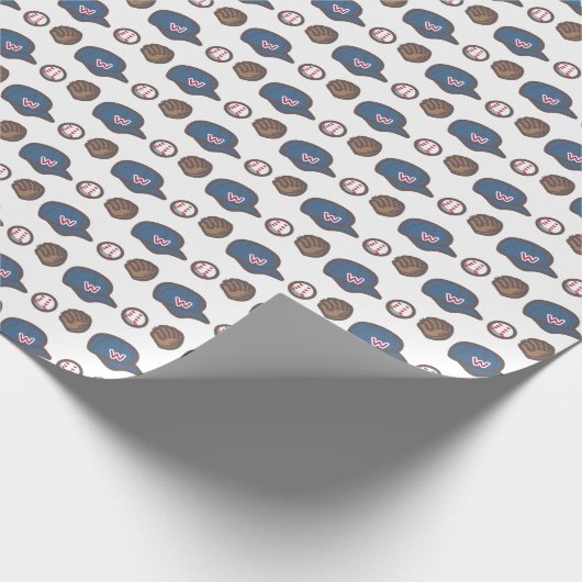 Baseball-Hut-, Handschuh- und Kugelmuster Geschenkpapier (Ecke)
