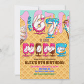 Baseball Ice Ceam Drip Six Seven boy 9th Birt Einladung (Vorderseite)
