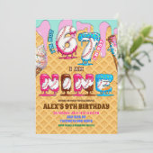 Baseball Ice Ceam Drip Six Seven boy 9th Birt Einladung (Stehend Vorderseite)
