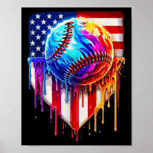 Baseball Ice Cream American Flag Tropfen Poster