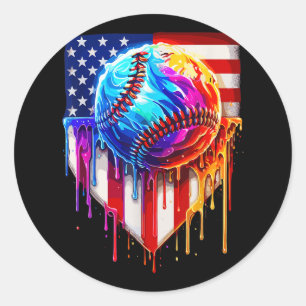 Baseball Ice Cream American Flag Tropfen Runder Aufkleber