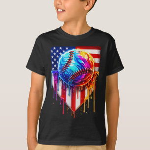 Baseball Ice Cream American Flag Tropfen T-Shirt