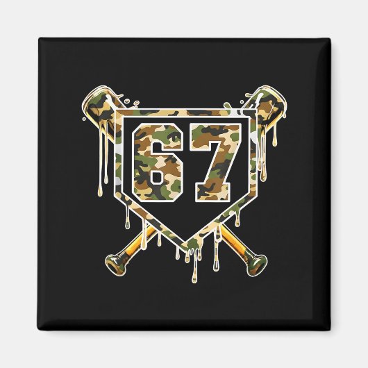 Baseball Ice Cream Drip 67 Camo Six Seven Funny Me Magnet (Vorne)
