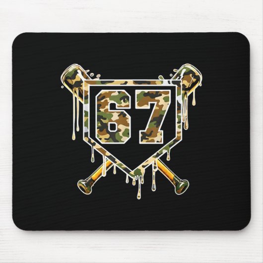 Baseball Ice Cream Drip 67 Camo Six Seven Funny Me Mousepad (Vorne)