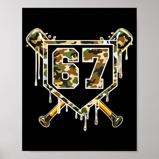 Baseball Ice Cream Drip 67 Camo Six Seven Funny Me Poster (Vorne)