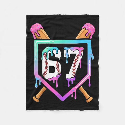 Baseball Ice Cream Drip 67 Player Dabbing Six Seve Fleecedecke (Vorderseite)