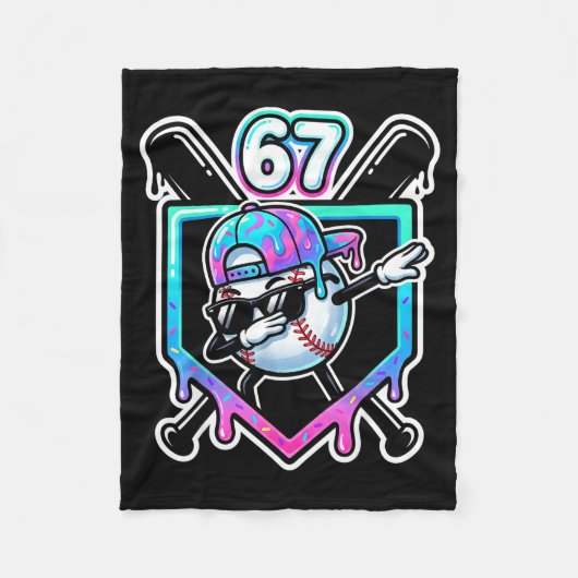 Baseball Ice Cream Drip 67 Player Dabbing Six Seve Fleecedecke (Vorderseite)