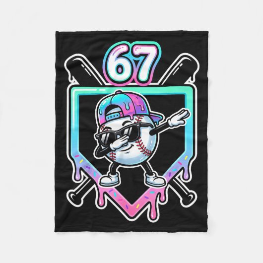 Baseball Ice Cream Drip 67 Player Dabbing Six Seve Fleecedecke (Vorderseite)