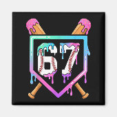 Baseball Ice Cream Drip 67 Player Dabbing Six Seve Magnet (Vorne)