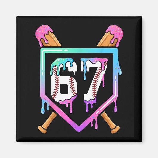 Baseball Ice Cream Drip 67 Player Dabbing Six Seve Magnet (Vorne)