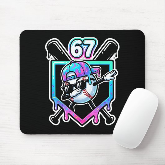 Baseball Ice Cream Drip 67 Player Dabbing Six Seve Mousepad (Mit Mouse)
