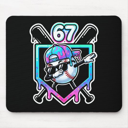 Baseball Ice Cream Drip 67 Player Dabbing Six Seve Mousepad (Vorne)