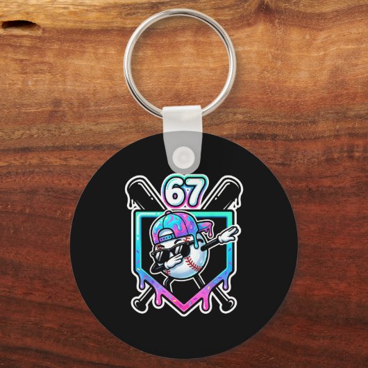 Baseball Ice Cream Drip 67 Player Dabbing Six Seve Schlüsselanhänger (Vorderseite)