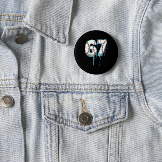 Baseball Ice Cream Drip 67 Six Seven Meme Number 6 Button (Beispiel)