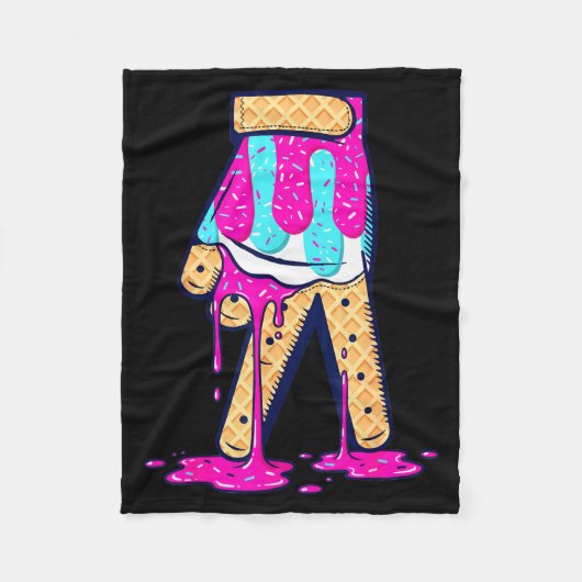 Baseball Ice Cream Drip Boys Glove Sprinkles Baseb Fleecedecke (Vorderseite)