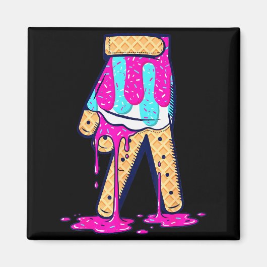 Baseball Ice Cream Drip Boys Glove Sprinkles Baseb Magnet (Vorne)