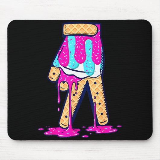 Baseball Ice Cream Drip Boys Glove Sprinkles Baseb Mousepad (Vorne)