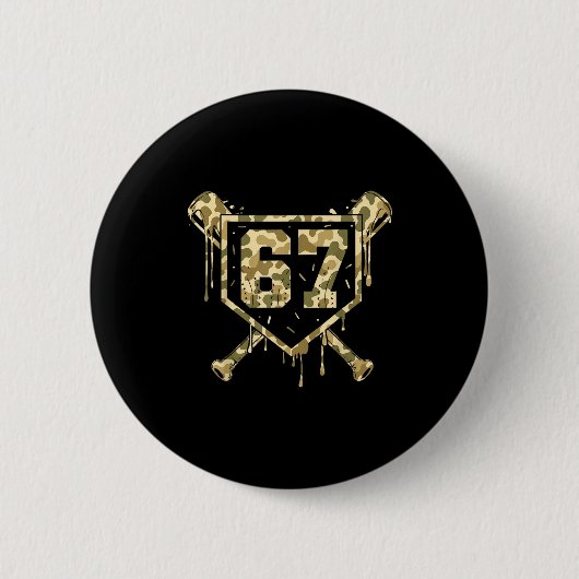 Baseball Ice Cream Drip Camo Number 67 Player 67th Button (Vorderseite)