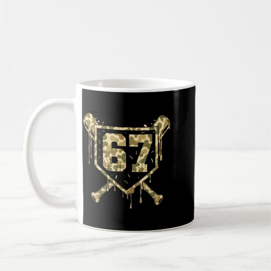Baseball Ice Cream Drip Camo Number 67 Player 67th Kaffeetasse (Links)