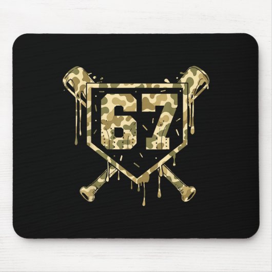 Baseball Ice Cream Drip Camo Number 67 Player 67th Mousepad (Vorne)
