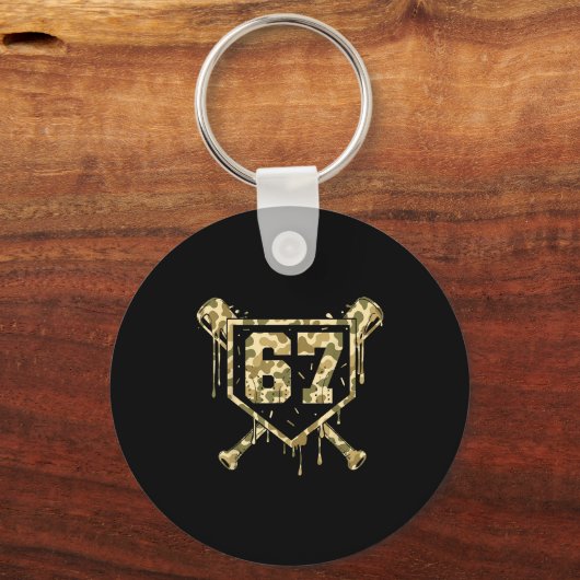 Baseball Ice Cream Drip Camo Number 67 Player 67th Schlüsselanhänger (Vorderseite)