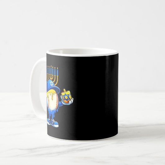 Baseball Ice Cream Drip Dreidel Happy Hanukkah Boy Kaffeetasse (Vorderseite Links)