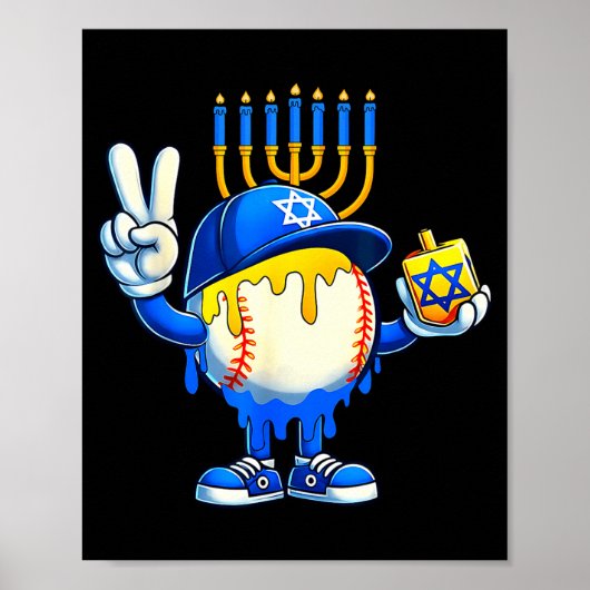 Baseball Ice Cream Drip Dreidel Happy Hanukkah Boy Poster (Vorne)