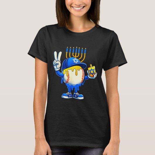 Baseball Ice Cream Drip Dreidel Happy Hanukkah Boy T-Shirt (Vorderseite)