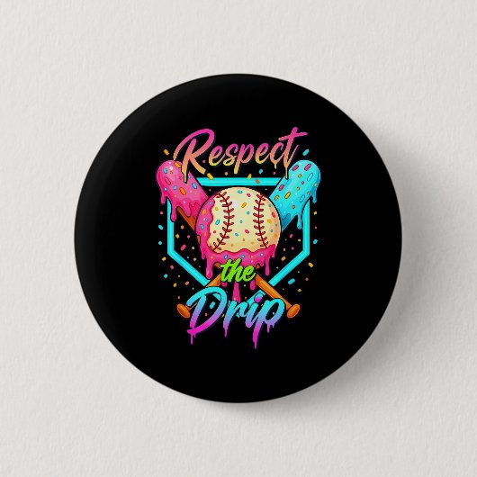 Baseball Ice Cream Drip Number 67 Player 67 Respec Button (Vorderseite)