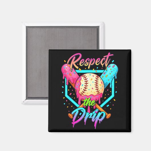 Baseball Ice Cream Drip Number 67 Player 67 Respec Magnet (Vorderseite/Rückseite)
