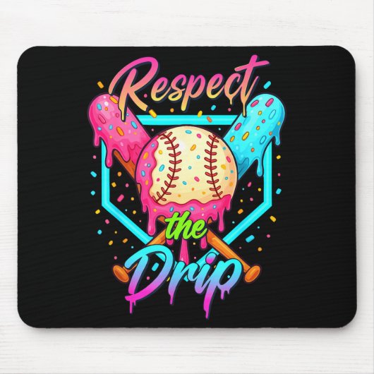 Baseball Ice Cream Drip Number 67 Player 67 Respec Mousepad (Vorne)