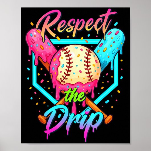 Baseball Ice Cream Drip Number 67 Player 67 Respec Poster (Vorne)