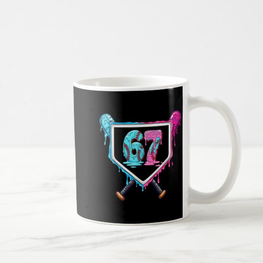Baseball Ice Cream Drip Number 67 Player 67th Birt Kaffeetasse (Rechts)