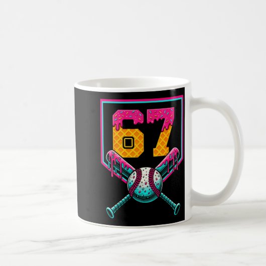 Baseball Ice Cream Drip Number 67 Player 67th Birt Kaffeetasse (Rechts)