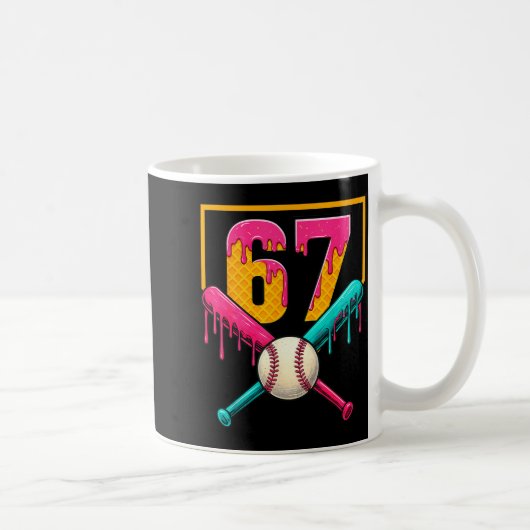 Baseball Ice Cream Drip Number 67 Player 67th Birt Kaffeetasse (Rechts)