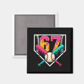 Baseball Ice Cream Drip Number 67 Player 67th Birt Magnet (Vorderseite/Rückseite)