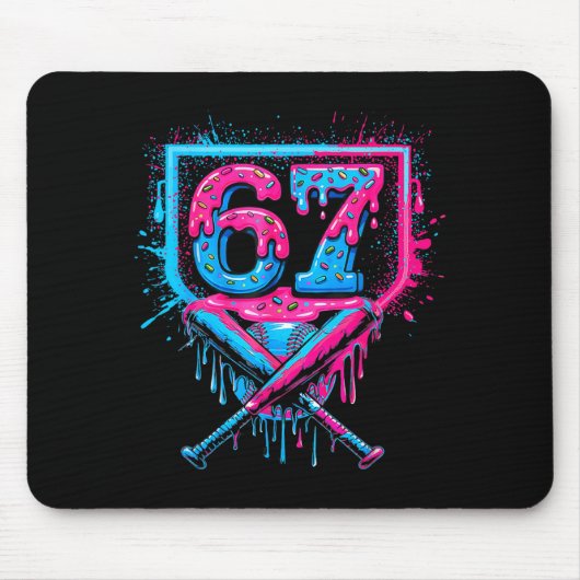 Baseball Ice Cream Drip Number 67 Player 67th Birt Mousepad (Vorne)