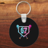 Baseball Ice Cream Drip Number 67 Player 67th Birt Schlüsselanhänger (Vorderseite)