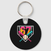 Baseball Ice Cream Drip Number 67 Player 67th Birt Schlüsselanhänger (Vorderseite)