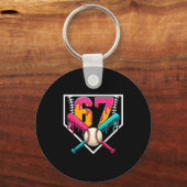 Baseball Ice Cream Drip Number 67 Player 67th Birt Schlüsselanhänger (Vorderseite)