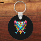 Baseball Ice Cream Drip Number 67 Player 67th Birt Schlüsselanhänger (Vorderseite)