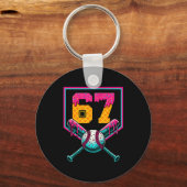 Baseball Ice Cream Drip Number 67 Player 67th Birt Schlüsselanhänger (Vorderseite)