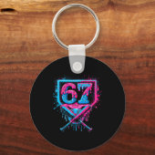 Baseball Ice Cream Drip Number 67 Player 67th Birt Schlüsselanhänger (Vorderseite)