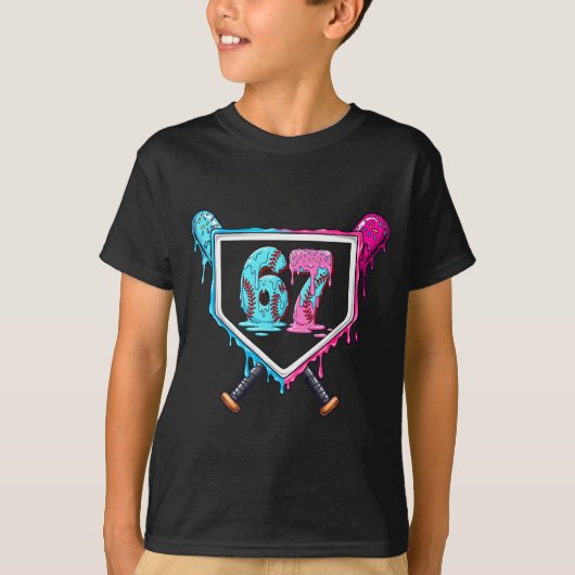 Baseball Ice Cream Drip Number 67 Player 67th Birt T-Shirt (Vorderseite)