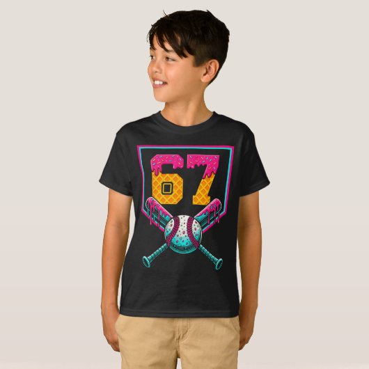 Baseball Ice Cream Drip Number 67 Player 67th Birt T-Shirt (Vorne ganz)