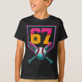 Baseball Ice Cream Drip Number 67 Player 67th Birt T-Shirt (Vorderseite)