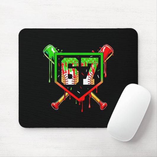 Baseball Ice Cream Drip Number 67 Player 6 7 Chris Mousepad (Mit Mouse)